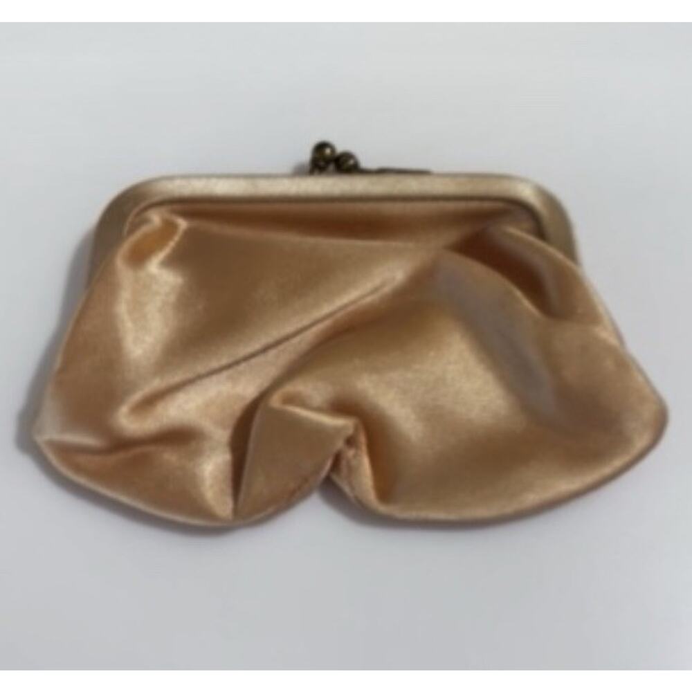 Vintage Satin Gold Coin Purse Kisslock Small